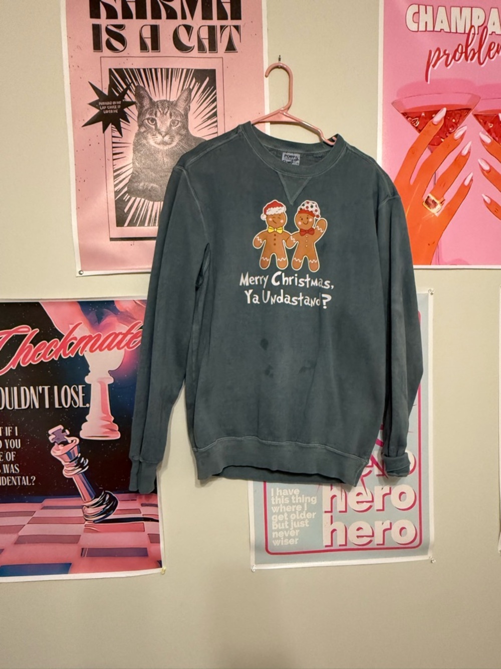 Green Gingerbread Graphic Crewneck Sweater - Holiday Crew